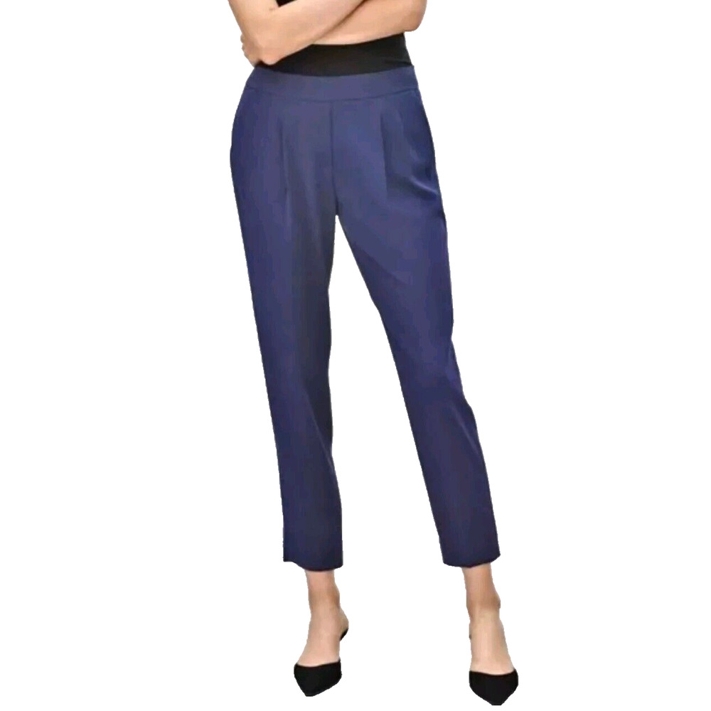 Babaton Aritzia Womens 4 Cohen Pants High Rise Crop Pleated Front Blue Small